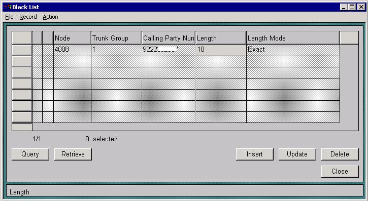 Добавляем  номер в черный лист Black List Insert Si2000