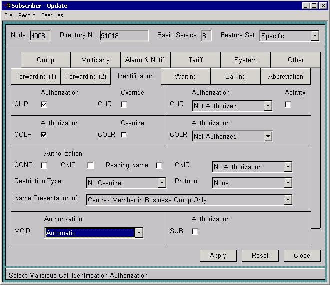 Включаем MCID на номере 91018 в режим Automatic Si2000