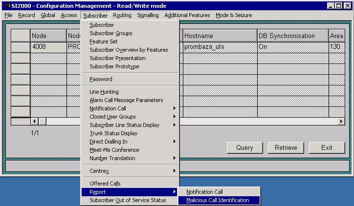 Рапорт функции злонамеренного вызова MCID Si2000